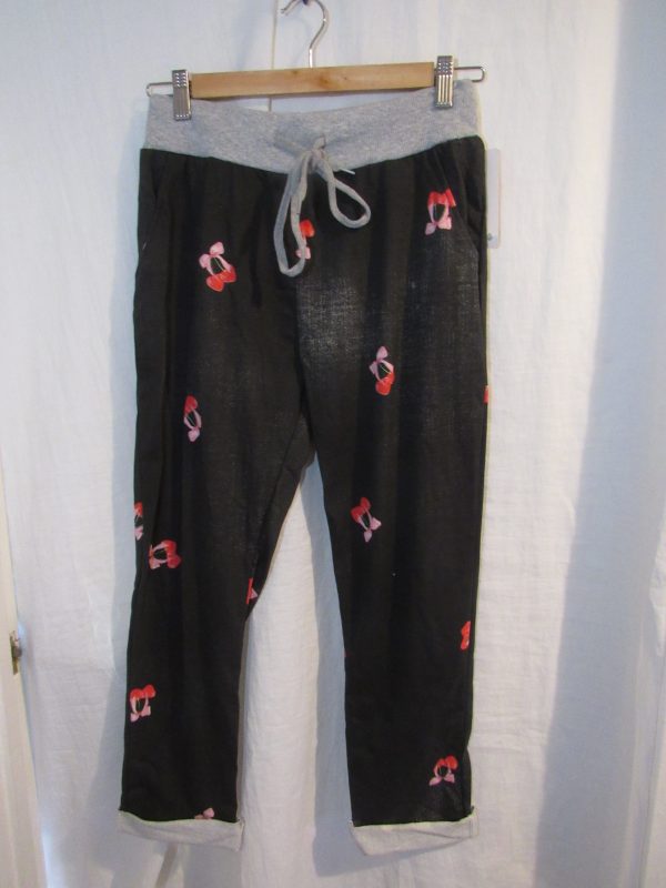 NEW Ladies Womens Grey Cherry Joggers Trousers One Size fits sizes 10 12 14 16 Size 1