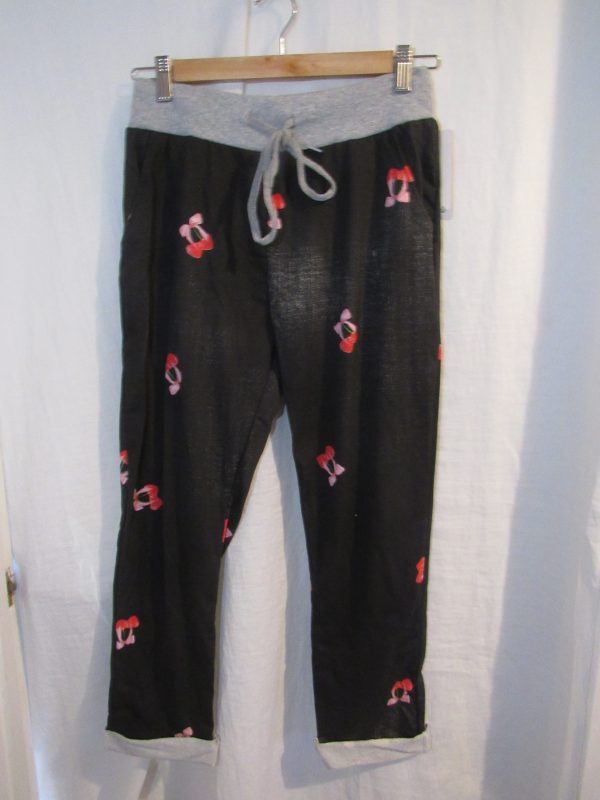 NEW Ladies Womens Grey Cherry Joggers Trousers One Size fits sizes 10 12 14 16 Size 1 - Image 2