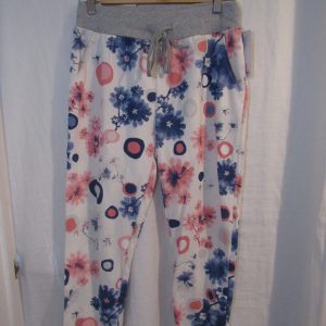 NEW Ladies Womens White Circle Floral Joggers Trousers One Size fits sizes 10 12 14 16 Size 1