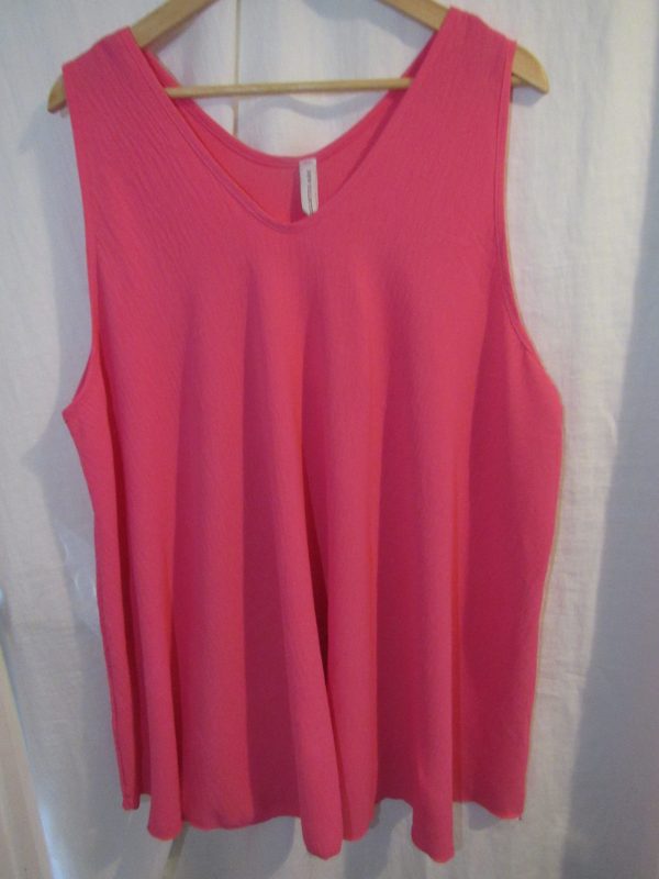 New Ladies Cerise Pink Sleeveless Swing Top Plus Size One Size fits 18 20 22 24 - Image 4