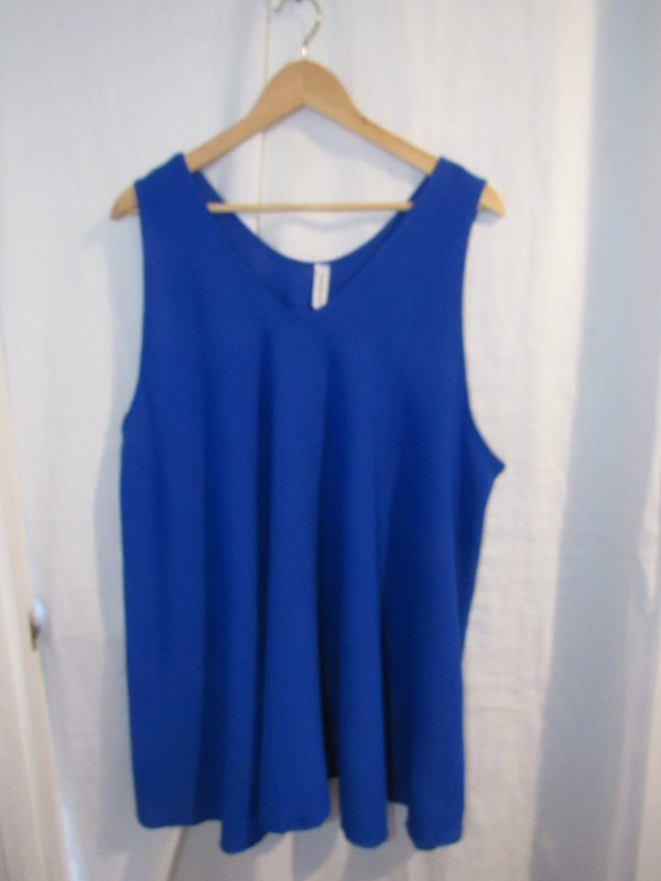 New Ladies Royal Blue Sleeveless Swing Top Plus Size One Size fits 18 20 22 24