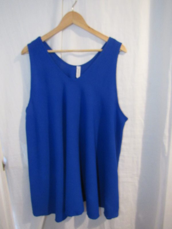 New Ladies Royal Blue Sleeveless Swing Top Plus Size One Size fits 18 20 22 24 - Image 3