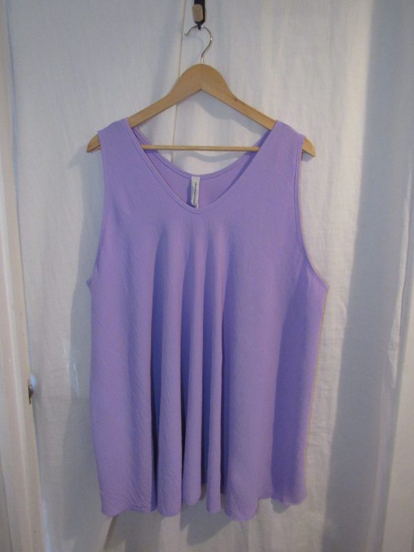 New Ladies Purple Sleeveless Swing Top Plus Size One Size fits 18 20 22 24 - Image 2