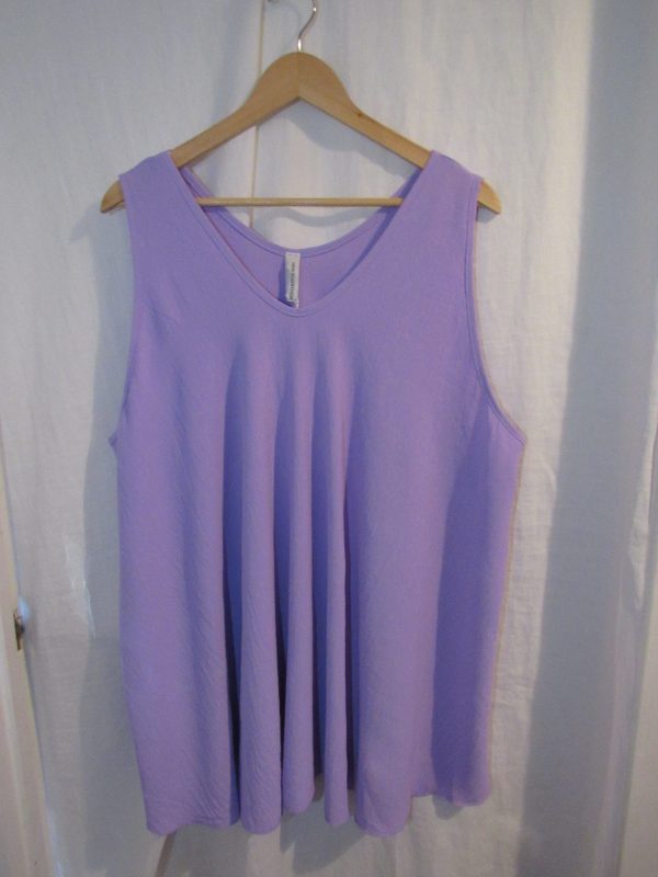 New Ladies Purple Sleeveless Swing Top Plus Size One Size fits 18 20 22 24 - Image 4