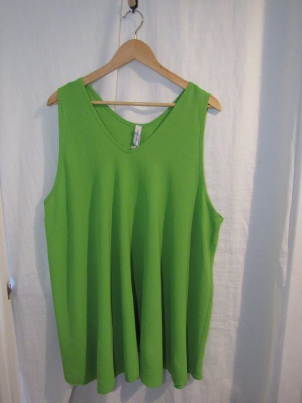 New Ladies Lime Sleeveless Swing Top Plus Size One Size fits 18 20 22 24