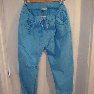 NEW Ladies Turquoise Stretchy Crinkle Magic Trousers One Size Fits 16 18 20 22 Size 2