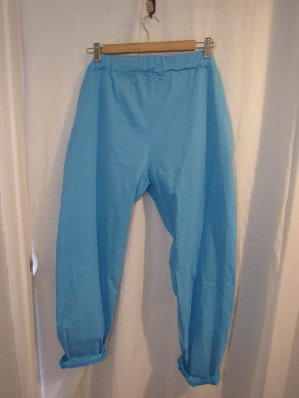 NEW Ladies Turquoise Stretchy Crinkle Magic Trousers One Size Fits 16 18 20 22 Size 2 - Image 5