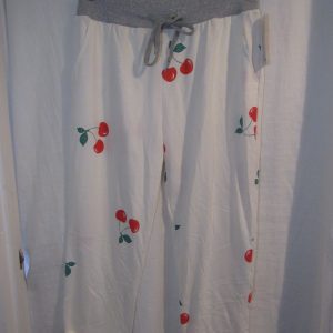 NEW Ladies Womens White Cherry Joggers Trousers One Size fits sizes 16 18 20 22 Size 2