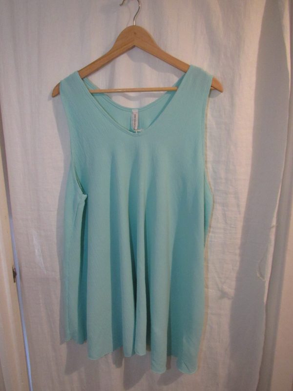 New Ladies Mint Green Sleeveless Swing Top Plus Size One Size fits 18 20 22 24