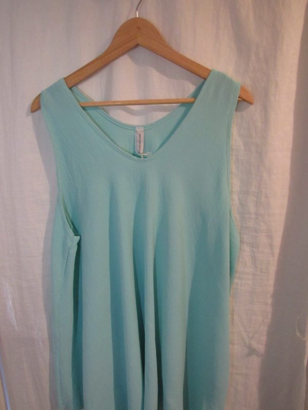 New Ladies Mint Green Sleeveless Swing Top Plus Size One Size fits 18 20 22 24 - Image 2