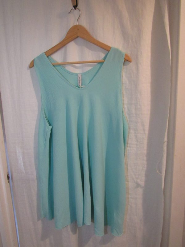 New Ladies Mint Green Sleeveless Swing Top Plus Size One Size fits 18 20 22 24 - Image 3