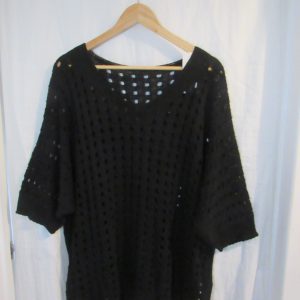 New Ladies Black Waffle Knit Open Jumper Short Sleeve One Size fits sizes 16 18 20 22