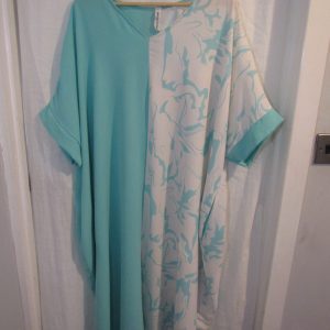 New Ladies Teal Half and Half Dress One Size fits sizes 18 20 22 24