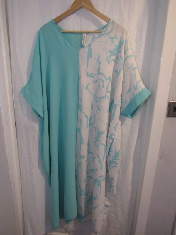 New Ladies Teal Half and Half Dress One Size fits sizes 18 20 22 24