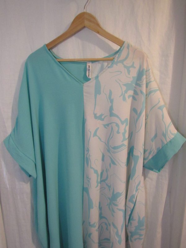 New Ladies Teal Half and Half Dress One Size fits sizes 18 20 22 24 - Image 3