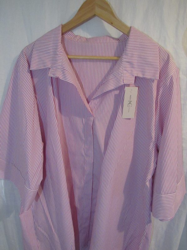 New Ladies Pink Stripe Tunic Top One Size fits sizes 18 20 22 - Image 3