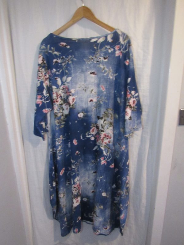 New Ladies Dark Blue Floral Dress One Size fits sizes 18 20 22 24 - Image 7