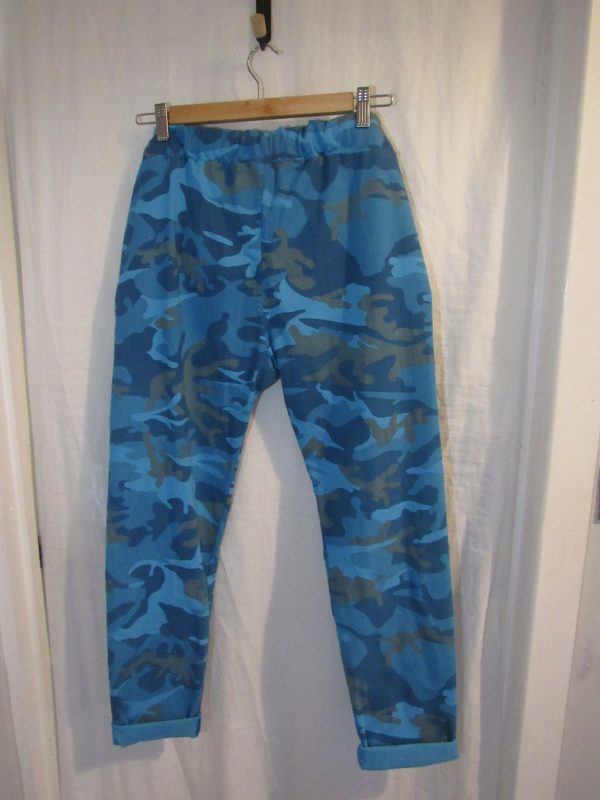 NEW Ladies Turquoise CAMO Stretchy Crinkle Magic Trousers One Size Fits 10 12 14 16 18 Size 1 - Image 4