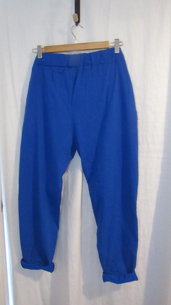 NEW Ladies Royal Blue Stretchy Crinkle Magic Trousers One Size Fits 16 18 20 22 Size 2 - Image 5