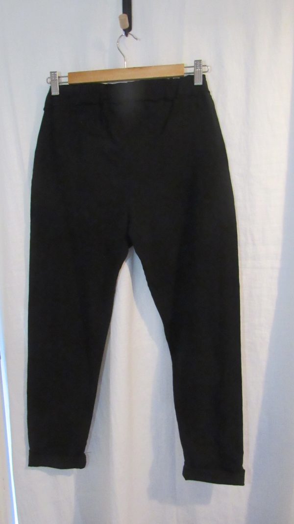 NEW Ladies Black Stretchy Crinkle Magic Trousers One Size Fits 10 12 14 16 18 Size 1 - Image 5