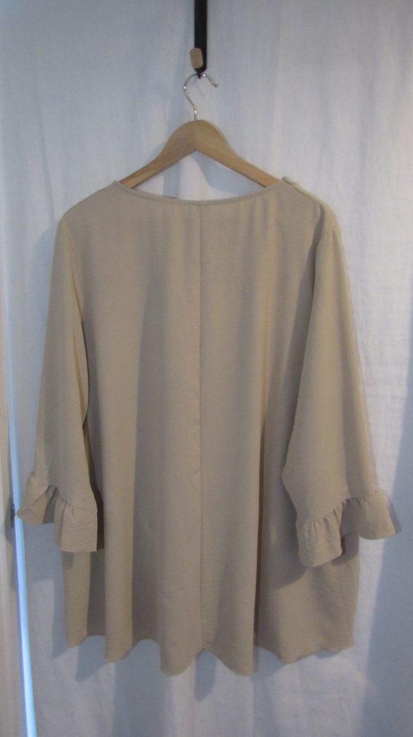 SALE SALE SALE NEW Ladies Beige Round Neck Frill Sleeve Tunic Top One Size Fits Sizes 18 20 22 NON RETURNALBLE - Image 4