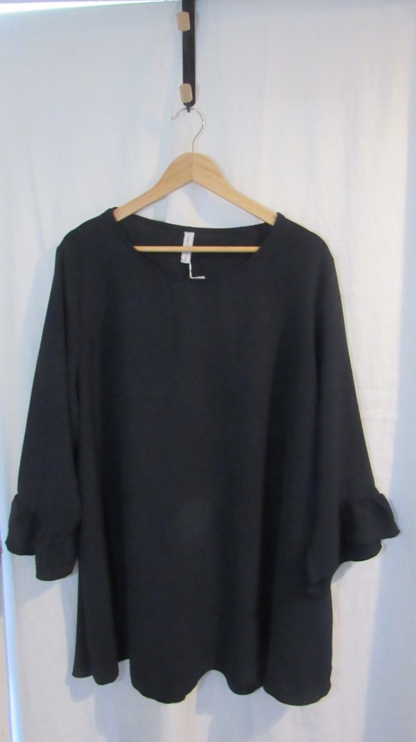 SALE SALE SALE NEW Ladies Navy Blue Frill Sleeve Tunic Top One Size Fits Sizes 18 20 22 NON RETURNALBLE