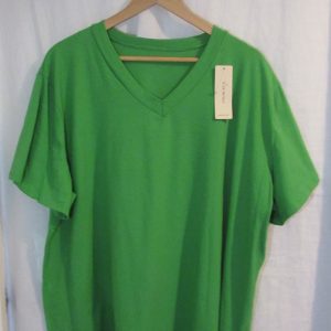New Ladies Women Plain Green V Neck T-shirt One Size Fits 18 20 22