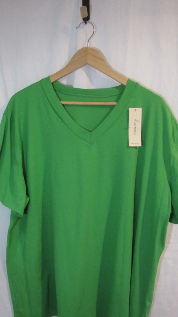 New Ladies Women Plain Green V Neck T-shirt One Size Fits 18 20 22 - Image 4