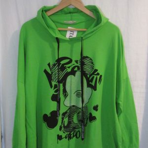 New Ladies Green Mickey Mouse Hooded Sweatshirt One Size fits sizes 16 18 20 22