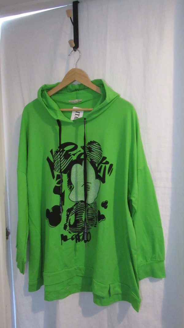 New Ladies Green Mickey Mouse Hooded Sweatshirt One Size fits sizes 16 18 20 22 - Image 3