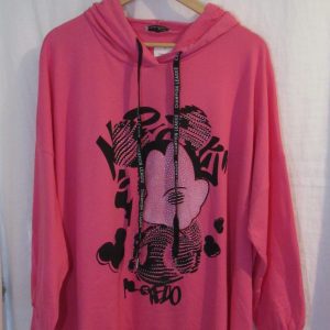 New Ladies Pink Mickey Mouse Hooded Sweatshirt One Size fits sizes 16 18 20 22
