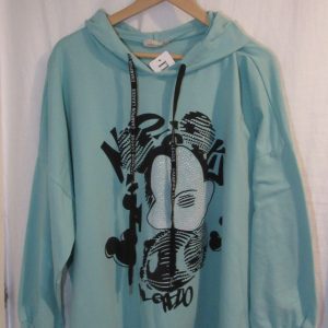 New Ladies Mint Mickey Mouse Hooded Sweatshirt One Size fits sizes 16 18 20 22