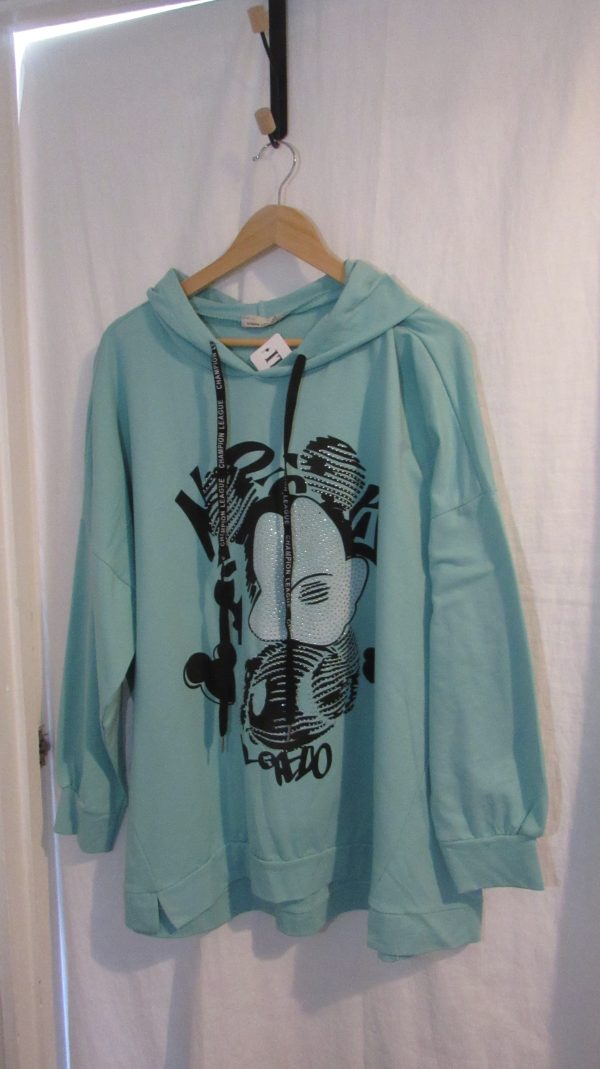 New Ladies Mint Mickey Mouse Hooded Sweatshirt One Size fits sizes 16 18 20 22 - Image 3