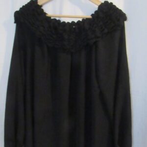 New Ladies Black Ruffle Neckline Tunic Top One Size fits sizes 18 20 22