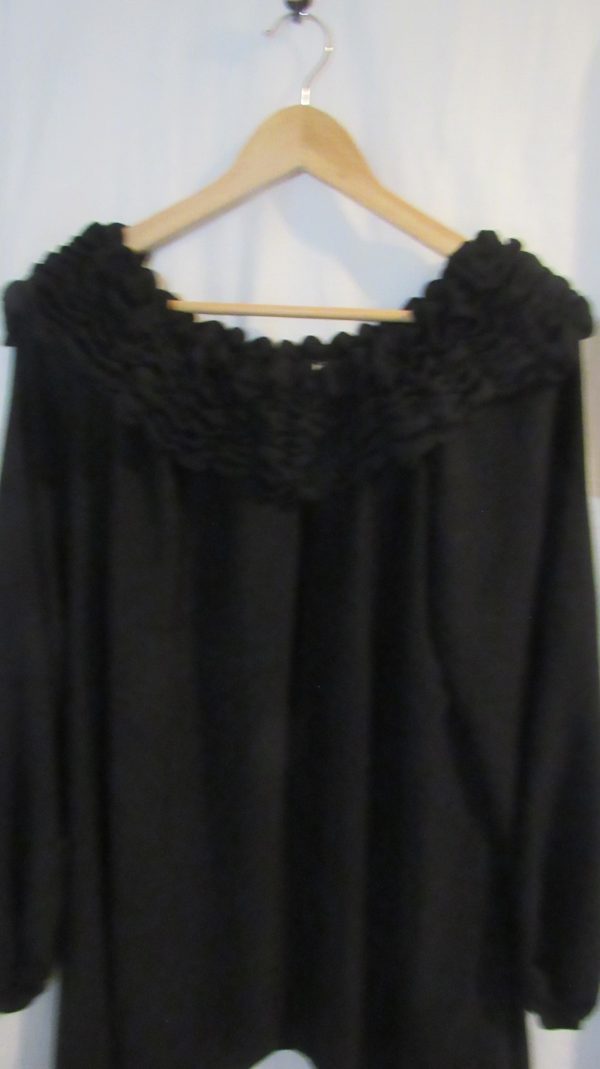 New Ladies Black Ruffle Neckline Tunic Top One Size fits sizes 18 20 22 - Image 3