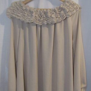New Ladies Beige Ruffle Neckline Tunic Top One Size fits sizes 18 20 22