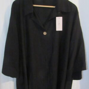New Ladies Black Collar Button Tunic Top One Size fits sizes 18 20 22