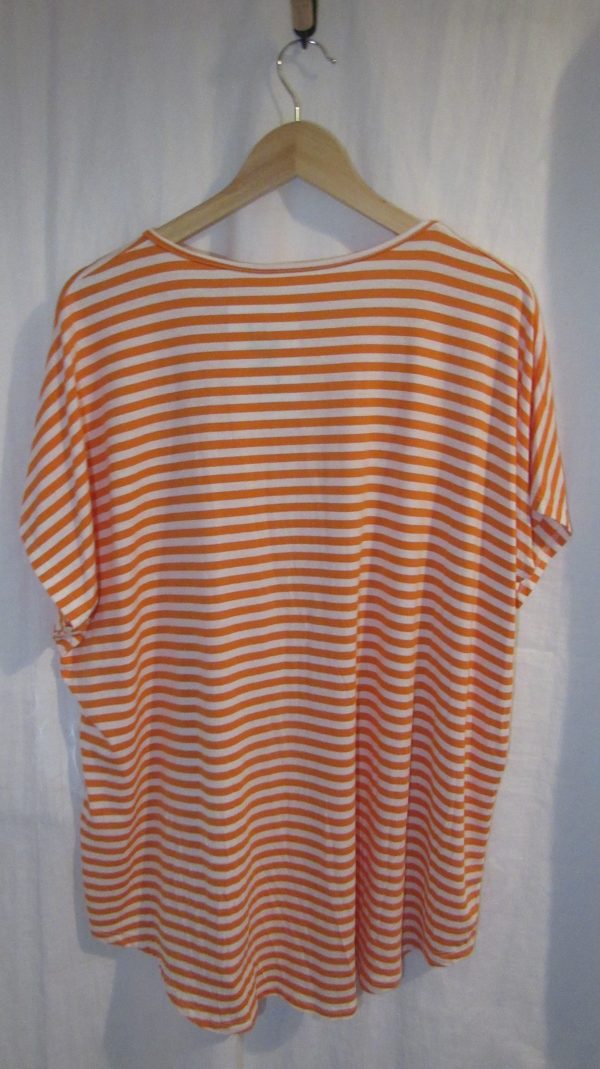 New Ladies Women’s Orange White Stripe T-shirt One Size fits sizes 16 18 20 22 - Image 4