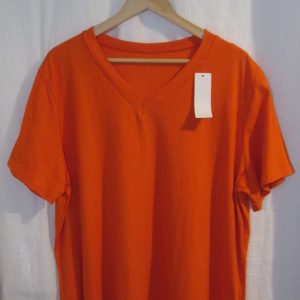New Ladies Women Orange Plain V Neck T-shirt One Size Fits 18 20 22