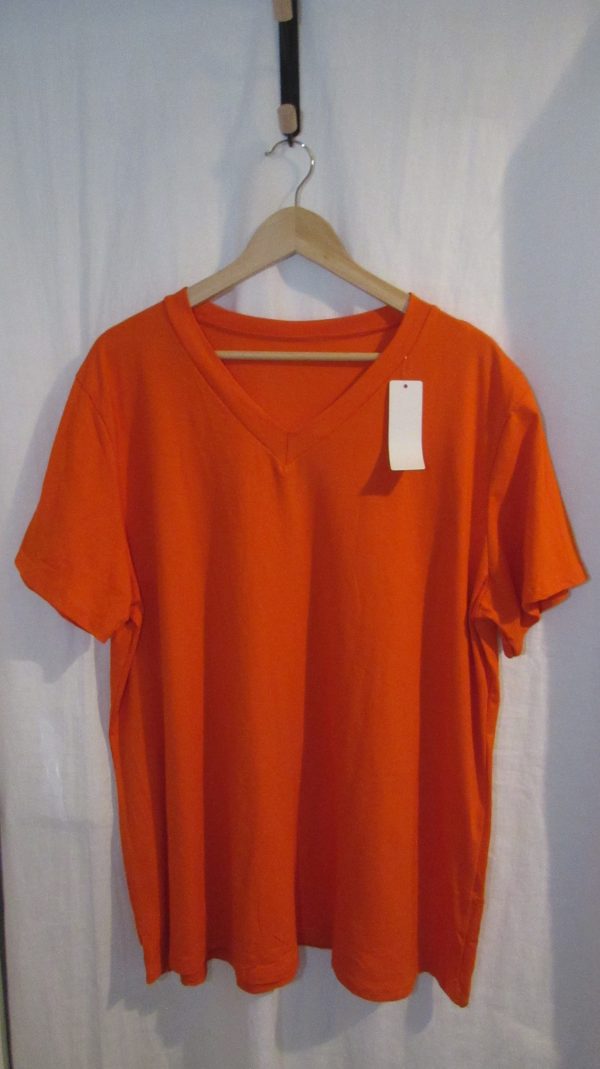 New Ladies Women Orange Plain V Neck T-shirt One Size Fits 18 20 22