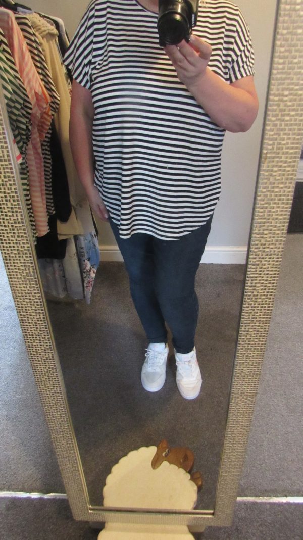 SALE SALE SALE New Ladies Women’s Black White Stripe T-shirt One Size fits sizes 16 18 20 22 NON RETURNABLE - Image 6