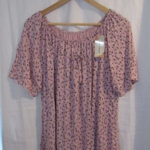 New Ladies Pale Pink Floral Frill Top One size fits sizes 16 18 20 22