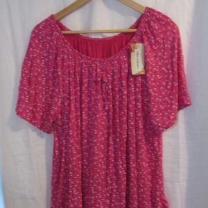 New Ladies Cerise Pink Floral Frill Top One size fits sizes 16 18 20 22