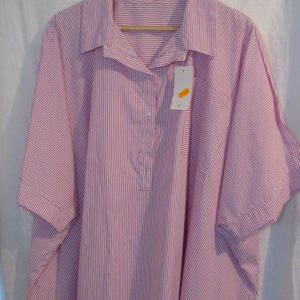 New Ladies Pink White Stripe Shirt Plus Size One Size fits sizes 18 20 22