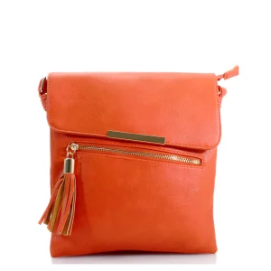 New Ladies Orange Cross Body Tassel Bag