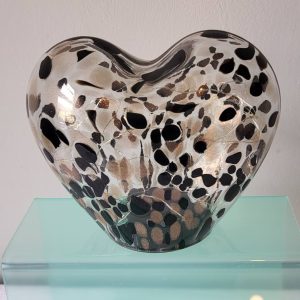New LED Glass Decorative Heart Black