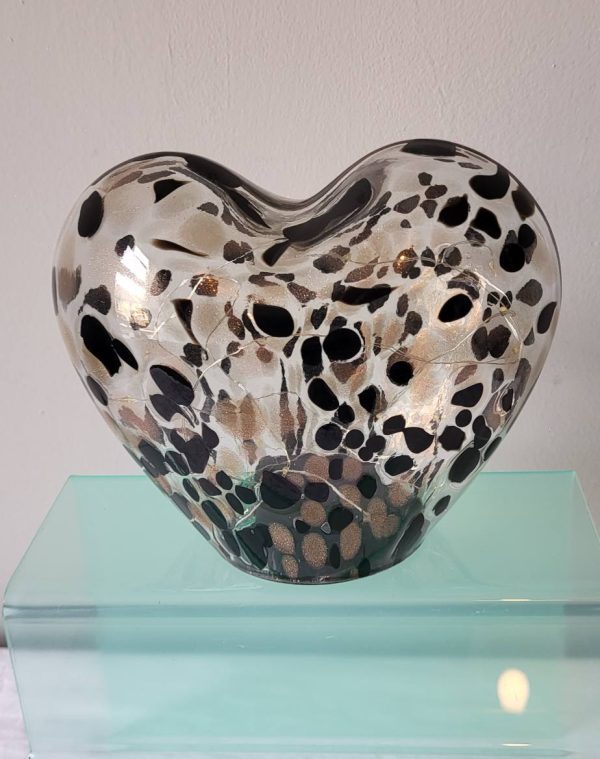 New LED Glass Decorative Heart Black