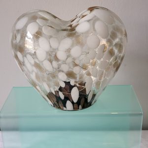 New LED Glass Decorative Heart White
