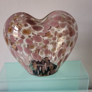 New LED Glass Decorative Heart Pink