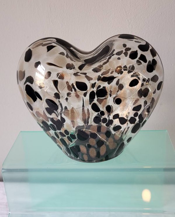 New LED Glass Decorative Heart Black - Image 2